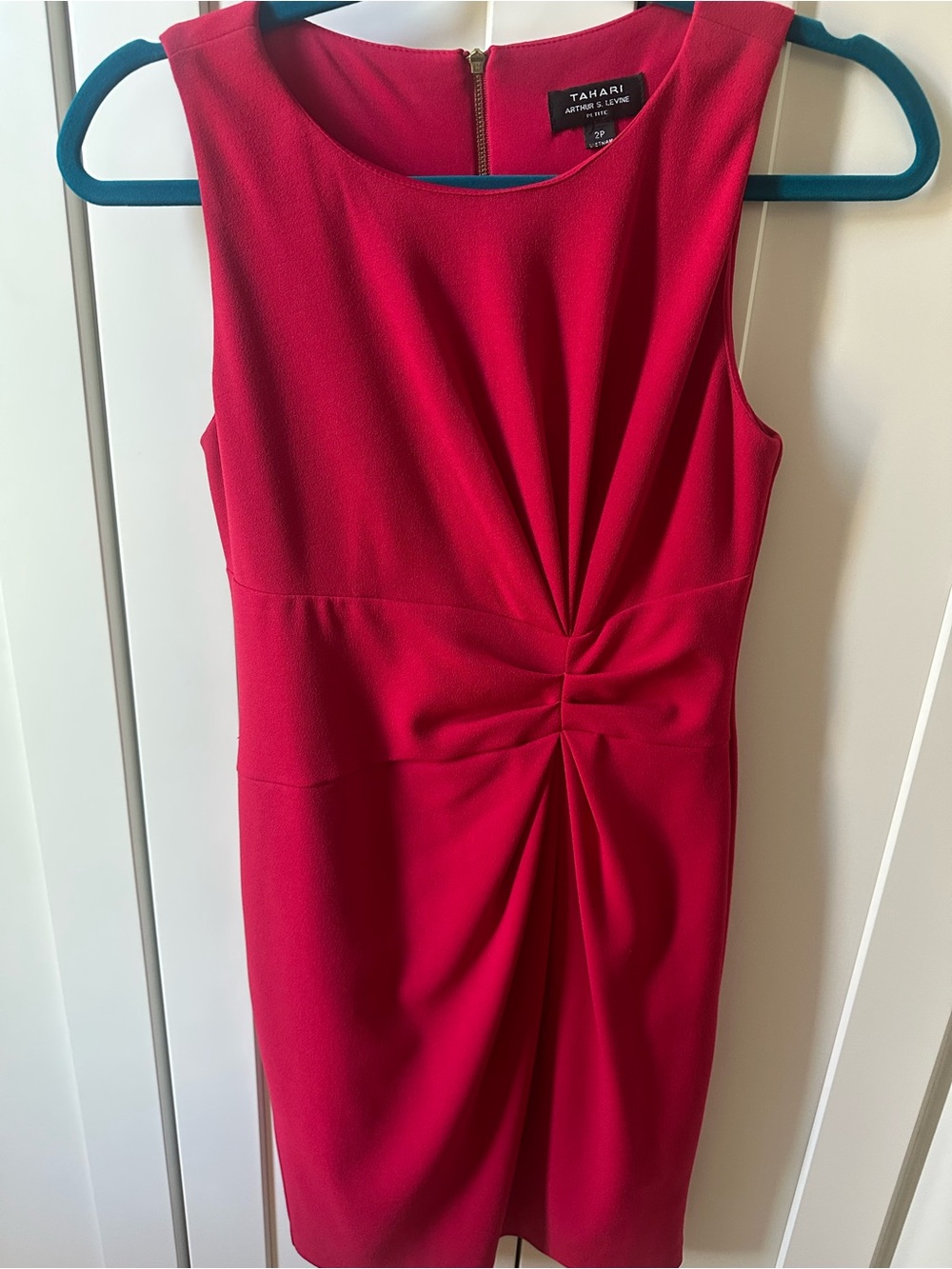 Tahari Fuchsia Sleeveless Twist-Detail Sheath Dress